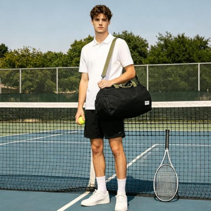 BESMART Gym Bags for Men with Side Pocket，38L Large Sports Gym Duffle Bag - color: Black-olive Green