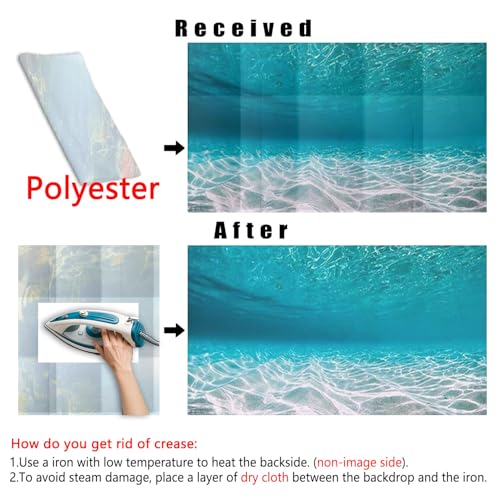 48X24IN Natural Undersea Aquarium Background, Undersea Beach Fish Tank Background, with 8 EVA Double-Sided Tape