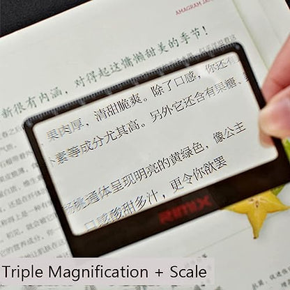 Credit Card Size 3X Magnifiers, Each Magnifier for Use as Magnifying Glass, Reading has 3X Fresnel Lens, Pocket Magnifier, Reading Magnifier for Menus or can use as Accessory for ID Badge Holders