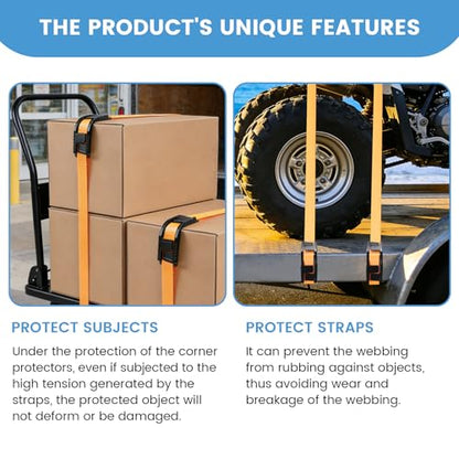 EXVITAL Edge Corner Protectors Small for Shipping and Moving, Flatbed Edge Protectors, Tie Down Strap Protectors for up to 1" Straps, Flatbed, Pallets & Moving 12 Pack Black