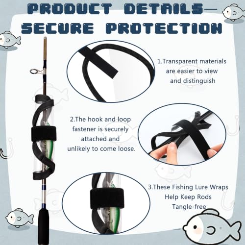 Outus 15 Pack Fishing Lure Wrap for Rod Clear PVC Lure Covers Keeps Hook Cover in 3 Sizes to Keep Hook Safe Bait Storage, Anti-Puncture Fishing Gear Organizer, 5 Large, 5 Medium, 5 Small - style: Pear Shapes