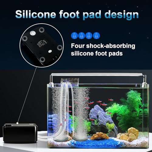 Aquarium Ultra-Quiet Air Pump - Adjustable Fish Tank Aerator with Dual Outlet Pump, 8w 8L/min Oxygen Pump for 20-600 Gallon Tank (Only Air Pump)