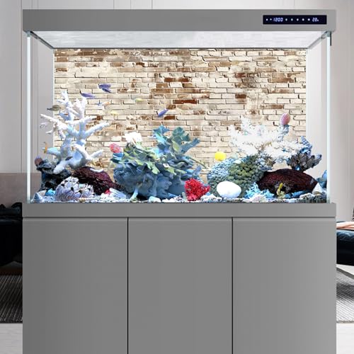 AWERT 36x24 inches Brick wall Aquarium Background Vintage Stone Brick Fish Tank Background Polyester Terrarium Background