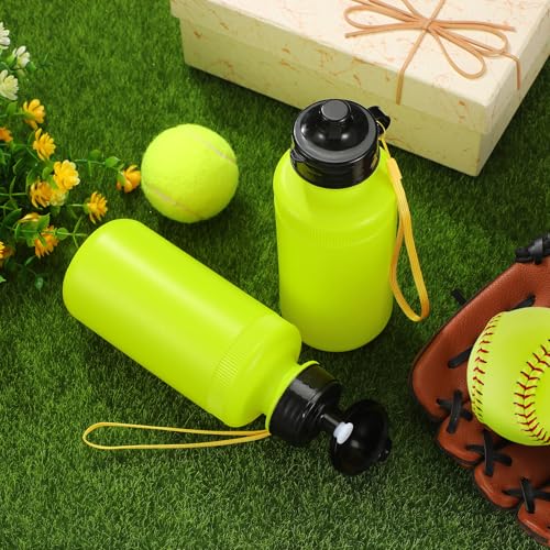 Zubebe 36 Pcs Sports Water Bottles Squeeze Bulk 21 oz | Reusable Plastic Water Bottles with Carry Strap, Back to School Supplies Summer Team Gifts for Students Travel Hiking Cycling - color: Fluorescent Green