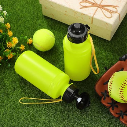 Zubebe 36 Pcs Sports Water Bottles Squeeze Bulk 21 oz | Reusable Plastic Water Bottles with Carry Strap, Back to School Supplies Summer Team Gifts for Students Travel Hiking Cycling - color: Fluorescent Green
