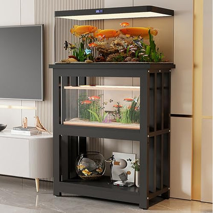 Adjustable Multi-Tier Steel Fish Stand Cabinet - Versatile Reptile Terrarium Table & Aquarium Rack - Durable Home Storage Solution with Spacious Design - color: #B, size: 80x45x100cm/31x18x39in
