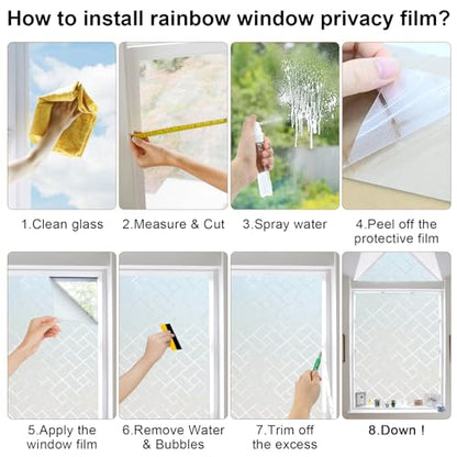 Window Privacy Film, Frosted Glass Static Cling with No-Adhesive Tile Shape Window Cover, Vinyl Stickers for Home Office Glass Sticker Decoration, 35.4 x 157.4 Inches - size: 35.4 x 157.4