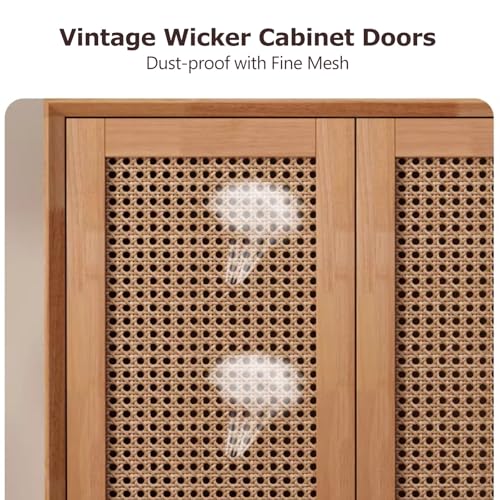 Aquarium Stand, Multi-Functional Retro Fish Tank Stand with Rattan Cabinet Door, Ideal for Living Rooms, Balconies, and Home Offices
