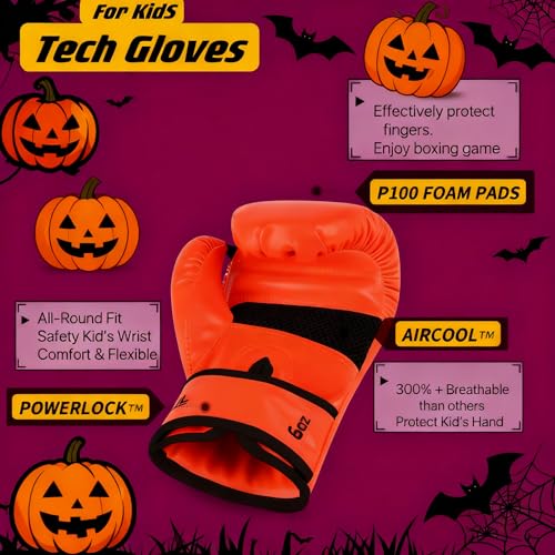 Boxing Gloves for Kids & Toddler & Youth - color: Pumpkin, size: 6oz