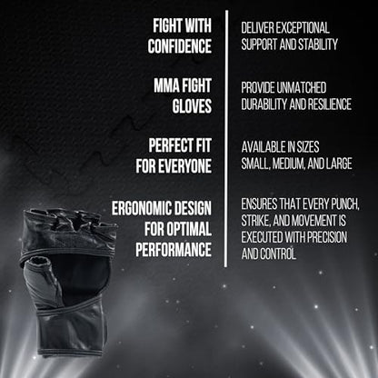 CLETO REYES Black Mamba MMA Competition Fight Gloves for Men and Women, Cowhide Leather, Black - size: Small