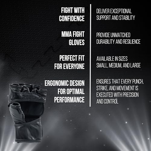 CLETO REYES Black Mamba MMA Competition Fight Gloves for Men and Women, Cowhide Leather, Black - size: Large