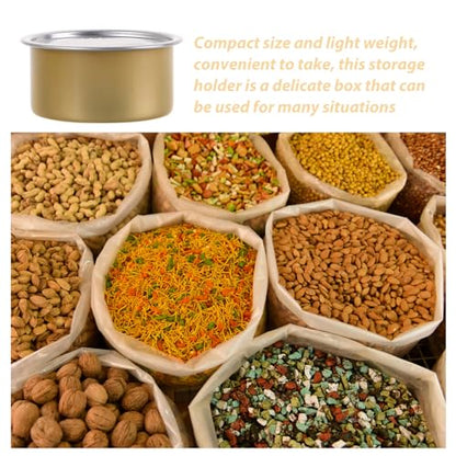 BESTOYARD Self-seal Tin Can with Lid: 12pcs Aluminum Cans Metal Storage Tins Press-in Food Container Refillable Airtight Tin Empty Fish Meat Pet Food Can Snack Box for Preservation, Bronze