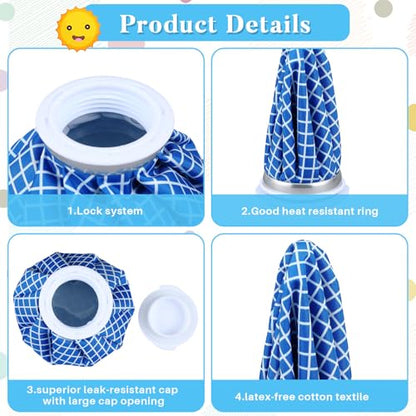 Honoson 4 Pack Reusable Ice Bags Hot Cold Bag Leakproof,Cute Style | Reusable Ice Pack, Ice Bags Hot Water Bag,Screw Cap No-Leak Elastic Breathable for Sports & Home Use,Wide Opening Easy Fill - style: Cute Style