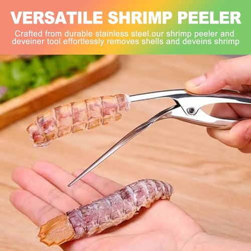 2 Pack Shrimp Deveiner Tool - Stainless Steel Shrimp Peeler and Cleaner Knife - Professional Seafood Prawn Peeling Gadget for Kitchen Preparation, Lobster, and Crab
