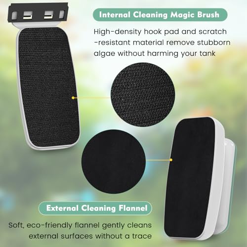 AQQA Aquarium Magnet Glass Cleaner - Enhanced Magnetic Fish Tank Cleaner with 2 Types of Blades, Self-Floating Aquarium Glass Scrubber Algae Scrapers for up to 0.5" Thick Glass/Acrylic Aquariums (M)