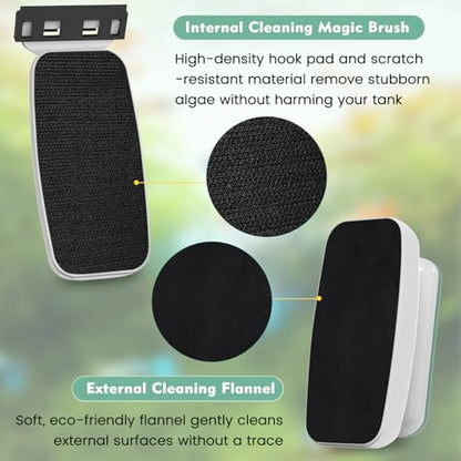 AQQA Aquarium Magnet Glass Cleaner - Enhanced Magnetic Fish Tank Cleaner with 2 Types of Blades, Self-Floating Aquarium Glass Scrubber Algae Scrapers for up to 0.5" Thick Glass/Acrylic Aquariums (M)