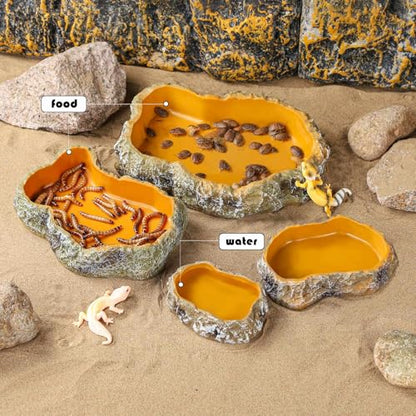 IBWell 5 Inch Reptile Food Dish Escape Proof Reptile Feeding Dish Resin Reptile Water Food Bowl for Bearded Dragon Chameleon Frog Snake Turtle Leopard Gecko