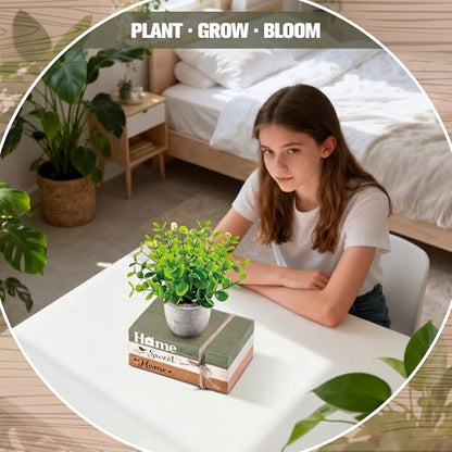4 Pcs Spring Table Centerpieces with Fake Eucalyptus Pot Plant Home Sweet Home Decoration Farmhouse Tiered Tray Tabletop Decor Wooden Stack Book Block Sign for Desk Shelf Housewarming Gift - style: Classic