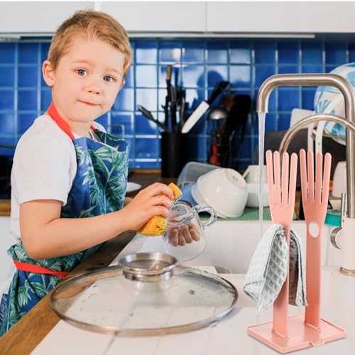 Kitchen Glofe Holder Mitten Dryer Plastic Washing Sink Holder Stand - color: Pink