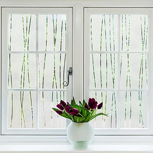 NINETREX Window Privacy Film,Frosted Glass Window Film,Window Frosting Film,Decorative Front Door Coverings Non-Adhesive Anti-UV Window Sticker for Home Office,Stripe Pattern,17.5 x 78.7Inches