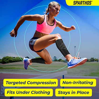 Sparthos Calf Compression Sleeves, Shin Splint Relief Men, Women - Black-M - color: Midnight Black
