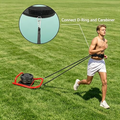 Weighted Training Waist Belt for Pulling Sled and Tires,Weight Sled Pulling Strap,Sled Trainer Pull Leash of Sled Harness,Pulley Strap for Strength Speed Agility Training - style: Waist Belt