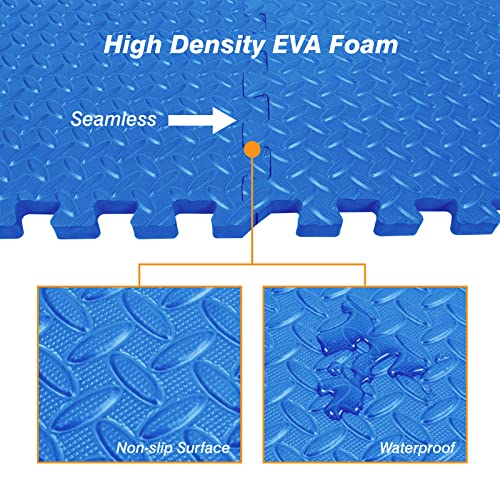 BIG RED ARPM001BK Interlocking Foam Mat Protective Exercise Workout Puzzle Floor Mat Tiles for Home Gym Equipment - color: Blue