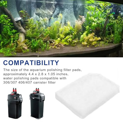 12 Pack Water Polishing Pads Fit for 306/307 406/407 Canister Filter Media Aquarium Filter Pad, A244A1 Mechanical Filter Media for Aquariums Compatible with Fluval Quick-Clear