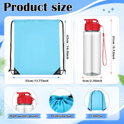 20 Sets 17oz Water Bottles Bulk and Drawstring Backpacks, Classic - color: Classic