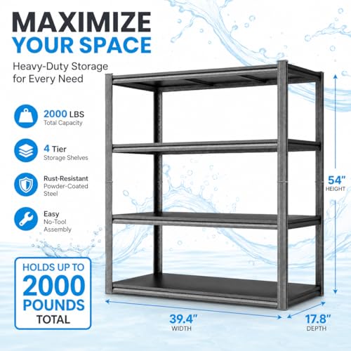 PRESTELION Aquarium Stand Fish Tank Stand 1600LBS Metal Shelving Adjustable Heavy Duty Storage Shelves Display Shelves Utility Shelf for Turtle Tank, Reptile Terrarium, 54" H×39.4" W×17.7" D, Black - size: 4-TIER 54"H×39.4"W×17.7"D