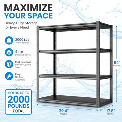 PRESTELION Aquarium Stand Fish Tank Stand 1600LBS Metal Shelving Adjustable Heavy Duty Storage Shelves Display Shelves Utility Shelf for Turtle Tank, Reptile Terrarium, 54" H×39.4" W×17.7" D, Black - size: 4-TIER 54"H×39.4"W×17.7"D
