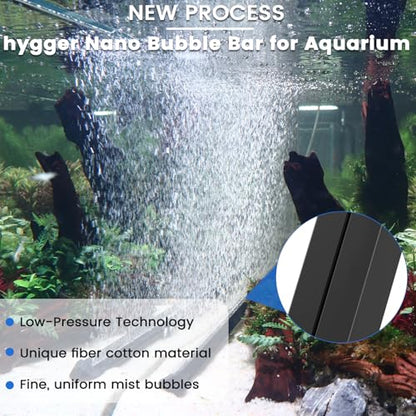 hygger Weighted Nano Mist Bubble Wall Bar, 15.7" Self-Sinking ABS Air Stone Strip with Gentle Oxygen Diffuser for Freshwater & Marine Aquarium, Hydroponics - size: 15.7 Inch