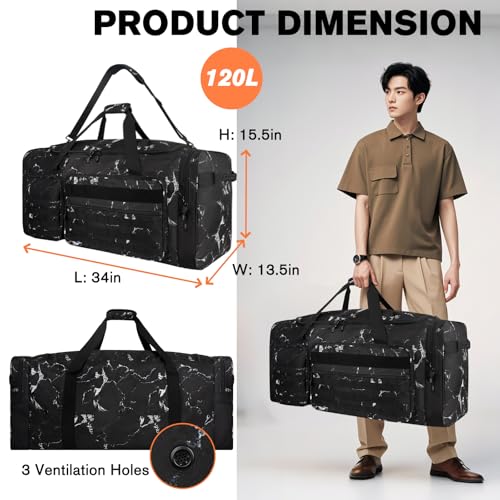Goloni 130L 튼튼한 대형 더플 장비 가방, 신발 수납 공간이 있는 캐처 기어 백, 야구 더플 백 - color: 대리석