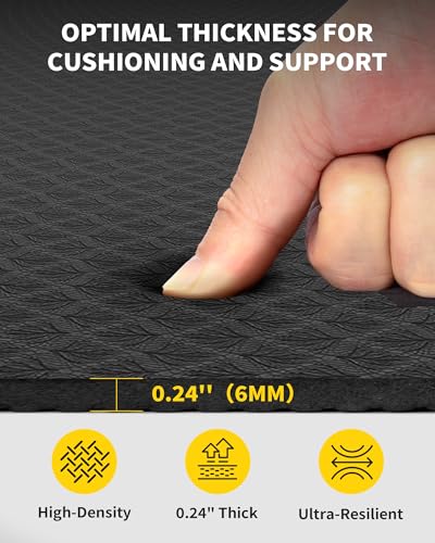 CAMBIVO 72''x48'' Large Yoga Mat, Extra Thick TPE Workout Mat - color: BLACK, size: 6mm