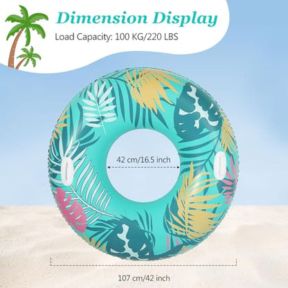 MoKo Pool Floats Adults with Handles, Inflatable Swimming Pool Float Large Fun Print Pool Tube Raft Water Toys Floaties for Adults Swim Ring for Summer Beach, Colorful