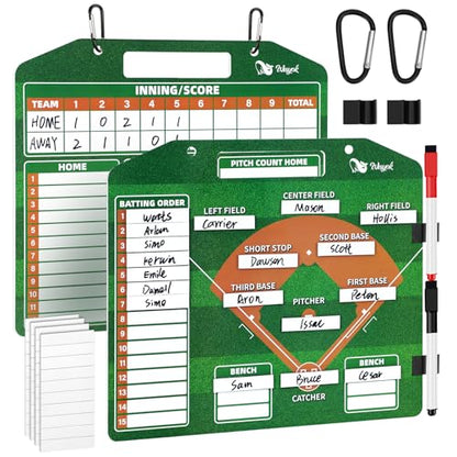 WISYOK Baseball Lineup Board, Magnetic, 40 Cards | Dry Erase, Double Sided, for Dugout, Dry Erase, Scoring, Coaching, Team Use - style: Baseball Large