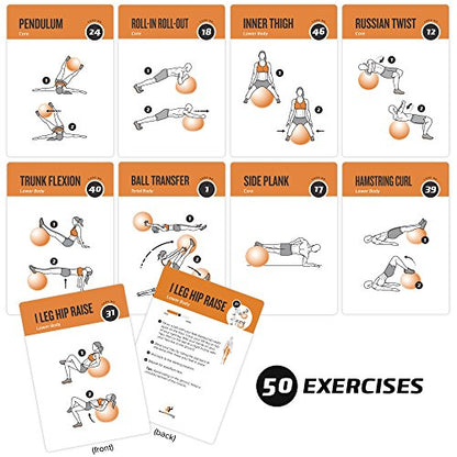 Stability Workout Cards - Instructional Fitness Deck for Women & Men, Beginner Fitness Guide to Training Exercises at Home or Gym - style: Stability