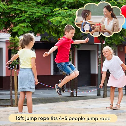 Zubebe 16-foot Double Dutch Jump Ropes Bulk Segmented Skipping Colorful Beaded Ropes for Kids Adults Fitness Physical Education Gym Class School Sports Outdoor Activities, Red White and Blue