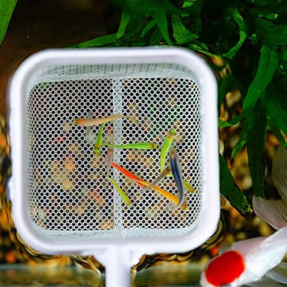Fish Tank Net with Telescopic Stainless Steel Handle Deeper Mesh Bag Fish Net Square Fish Tank Net for Shrimp Baby Fish Food Residue Debris Black - color: Black