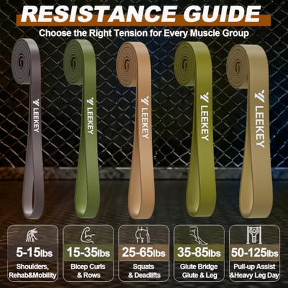 Resistance Bands for Pull Up Assist, Stretch Bands & Exercise Workout Set - color: 5-125LBS GREEN BROWN