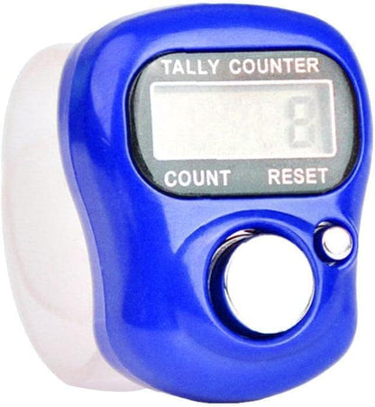 1Pc Blue 5 Digit LED Digital Row Counter, Display Counter Clicker, Handheld Number Click Counter, Electronic Finger Counter Hand Tally Counter with Ring for Golf, Track and Field Lap Counters