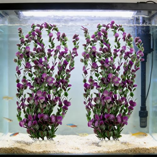 Large 25.6 inch Aquarium Plants 2 Pcs Tall Artificial Water Seaweed for Fish Tank Decor Plastic Plant for Fish Shrimp About