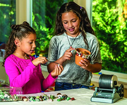 National Geographic Hobby Rock Tumbler Kit - Rock Polisher for Kids & Adults, Noise-Reduced Barrel, Grit, 2.5 Pounds Raw Gemstone & Jasper Mix, Great STEM Hobby Kit - style: Hobby Kit with 2 lbs. Rocks