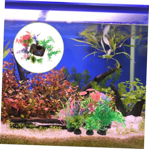 Kisangel 9pcs Broken Barrel Aquarium Decorations with Artificial Plants Betta Cave Hideout Fish Tank Barrel Ornament for Fish Shrimp Betta Goldfish and Reptiles Hideouts Accessories