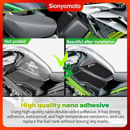 Fuel Gas Tank Pad Protector Stickers Decal Set Compatible with z900 Z900SE 2017 2018 2019 2020 2021 2022 2023- Anti-Slip Protective Kit, Black | 4-Piece