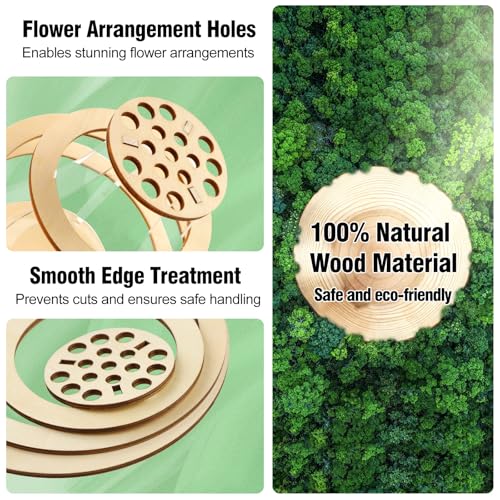 Wooden Vase for Lego Flowers - Floating Rings Vase for Lego Flower Bouquet Building Set - Display Stand for Lego Roses Cherry Blossom Sunflower Tulips Daffodils Lotus