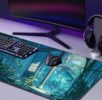 Tropical Plants XL Extended Gaming Keyboard Pad Computer Non Slip Mouse Pad | The Surface Of The Mouse Pad Is Designed With Fiber Woven Material, And The Base Is Made Of Natural Anti Slip Rubber. - color: Tropical Plants