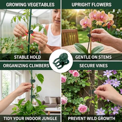 100 Pcs Plant Clips for Climbing Plants, GPlastic Plant Support Clips for Greenhouse and Balcony Gardening