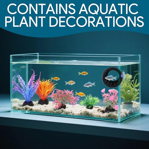 Betta Fish Hideout, Betta Fish Tank Accessories with Suction Cups and 5 Fake Aquatic Plants, Aquarium Decor Accessory for Small Shrimps to Hide and Rest(Black)