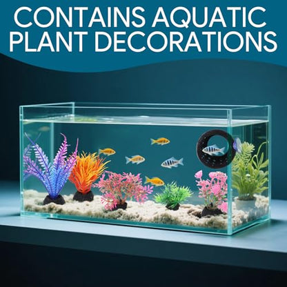 Betta Fish Hideout, Betta Fish Tank Accessories with Suction Cups and 5 Fake Aquatic Plants, Aquarium Decor Accessory for Small Shrimps to Hide and Rest(Black)